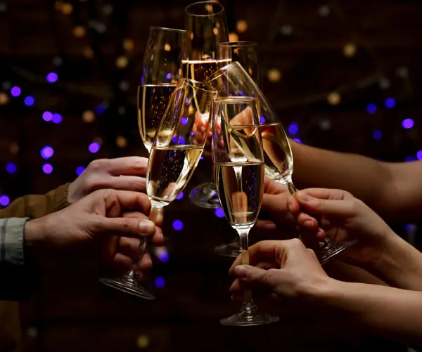 Toasting champagne glasses
