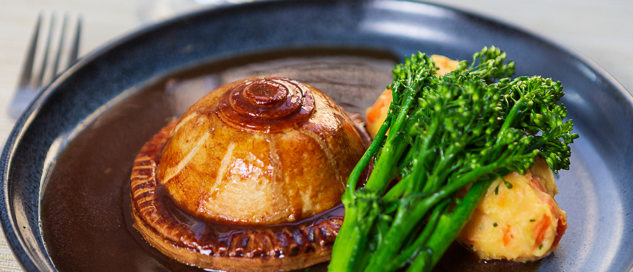 Pithivier pie - wide at The Crown at Woodbridge