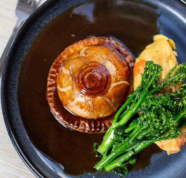 Pithivier pie - top down at The Crown at Woodbridge